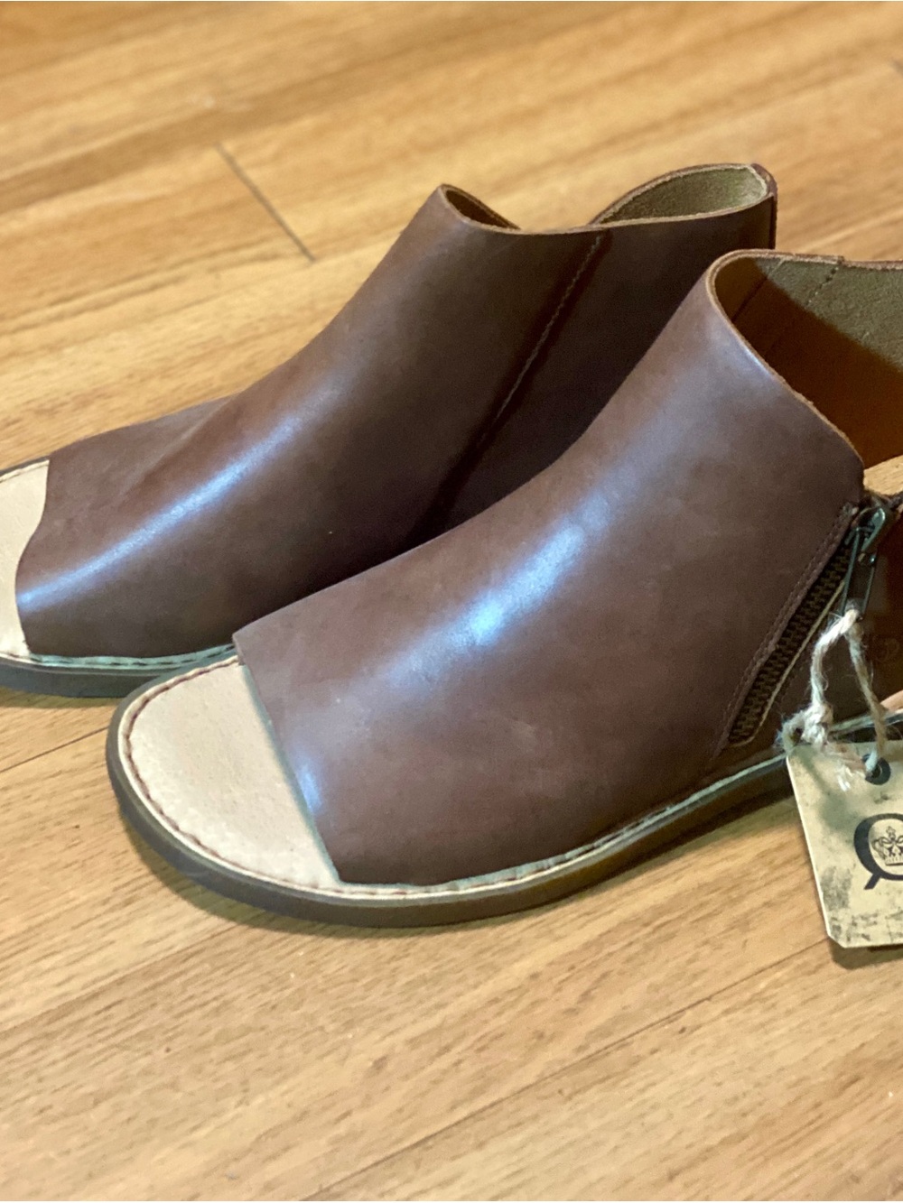 Born Brown Open-Toe Leather Sandal Mule